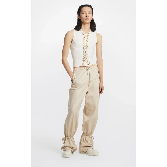 DION LEE Eyelet Tie Parachute Pant Cargo Straight Leg Chalk White Medium Y2K NEW - Picture 16 of 16